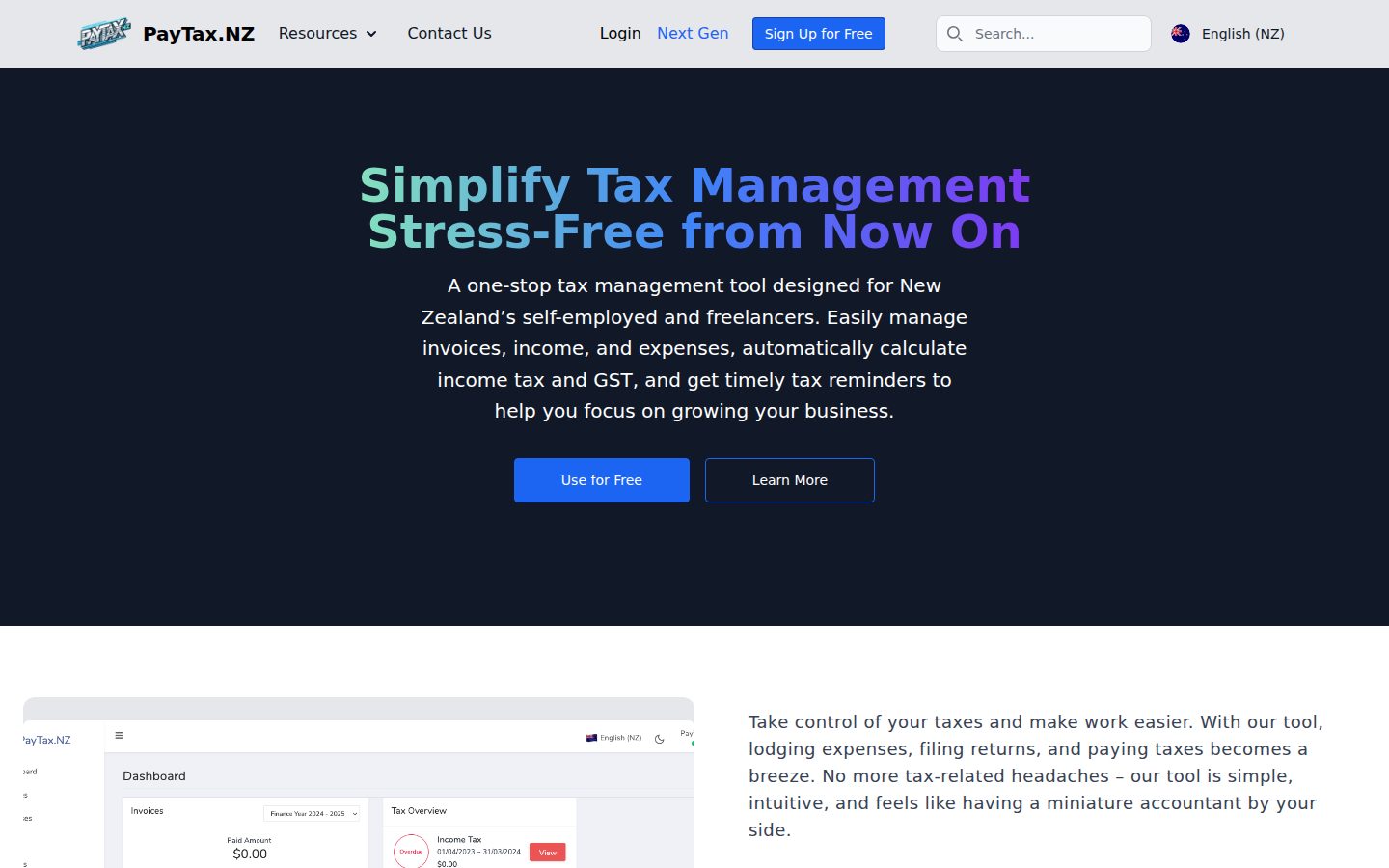 PayTax.NZ home page